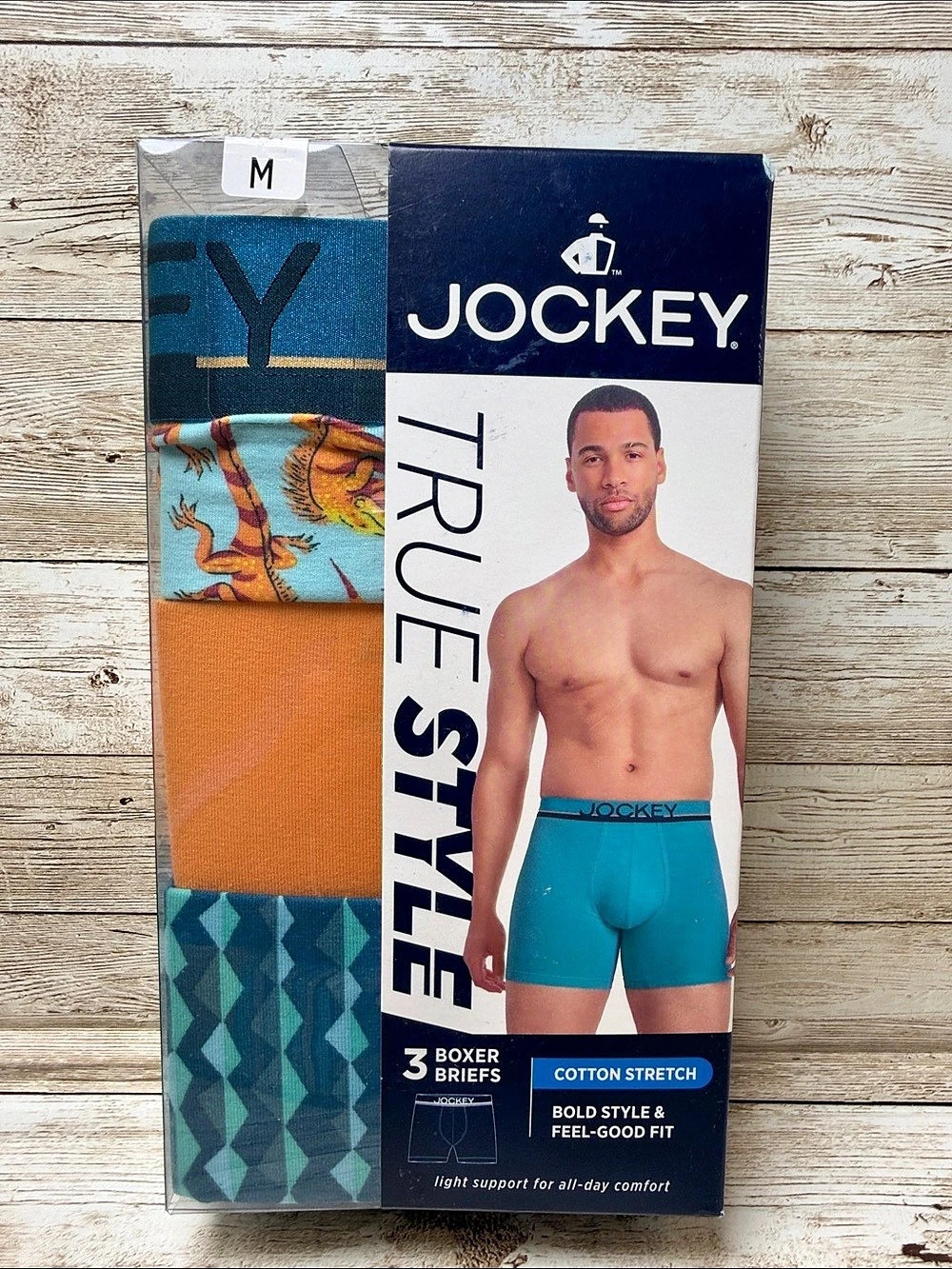 Jockey Trunk Style 3-Pack Boxer Briefs Blue & Orange Size Medium NEW